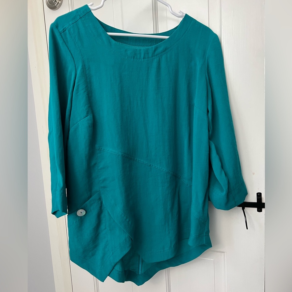 Fridaze women’s linen tunic, green, size extra small